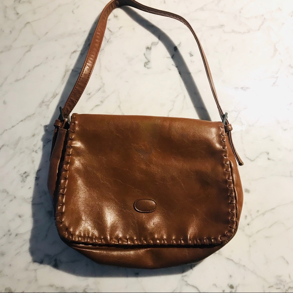Tan Vegan Leather Shoulder Bag